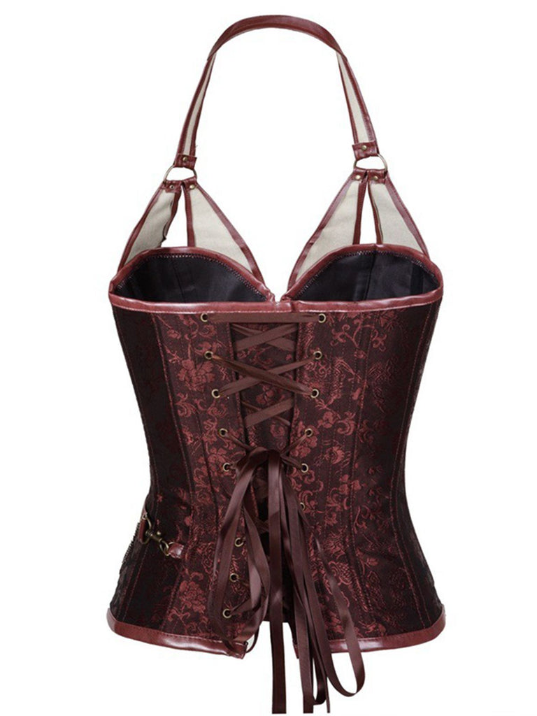 Steampunk Halter Leather Gothic Corset — vintage elegance for the modern woman