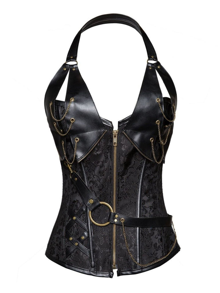 Steampunk Halter Leather Gothic Corset: timeless style reimagined
