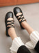Three-breasted Flat Vintage Shoes: timeless style reimagined