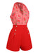 Watermelon Red 1950s Halter Patchwork Romper — vintage elegance for the modern woman