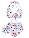 White 1950s Cherry Lace-Up Halter Swimsuit: timeless style reimagined