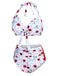 White 1950s Cherry Lace-Up Halter Swimsuit: timeless style reimagined