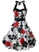She slips into this White 1950s Floral Halter Swing Dress and suddenly it's a 1950s daydream