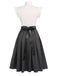 White & Gray 1950s Lace-Up Swing Dress, vintage dress, retro fashion, rockabilly, pin-up fashion - perfect for women who love vintage and retro fashion