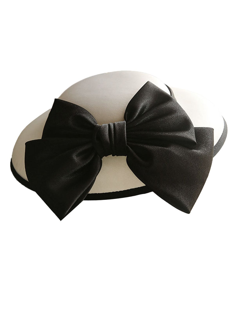 White Retro Bow Knot Wedding Hat - vintage fashion, retro style, pure white