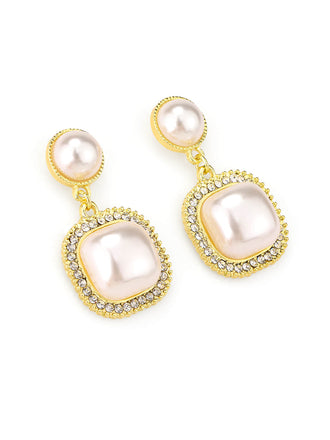 White Retro Pearl Danglers Earrings: timeless style reimagined