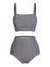 White&Black 1940s Plaid Suspenders Swimsuit — vintage elegance for the modern woman