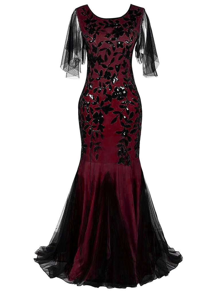 Wine Red 1920s Sequin Maxi Gowns Dress: timeless style reimagined