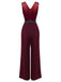 Wine Red 1930s Polka Dot Belt Jumpsuit — vintage elegance for the modern woman