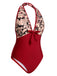 Wine Red 1950s Floral Backless Swimsuit: timeless style reimagined