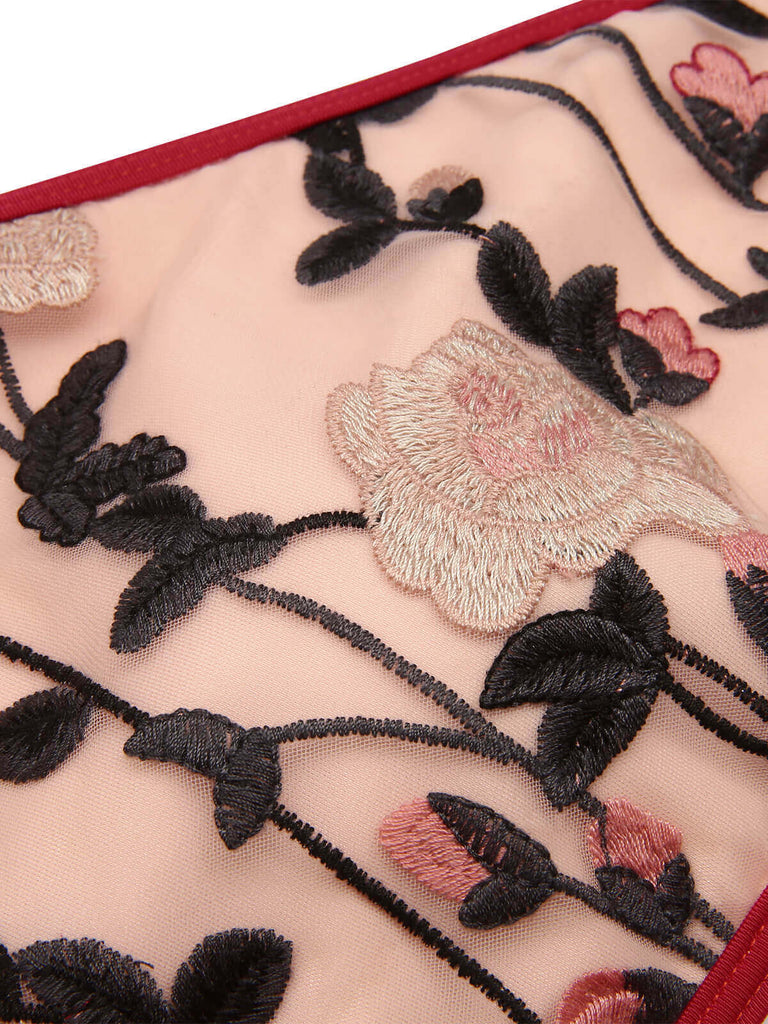 Wine Red 1950s Floral Backless Swimsuit — vintage elegance for the modern woman