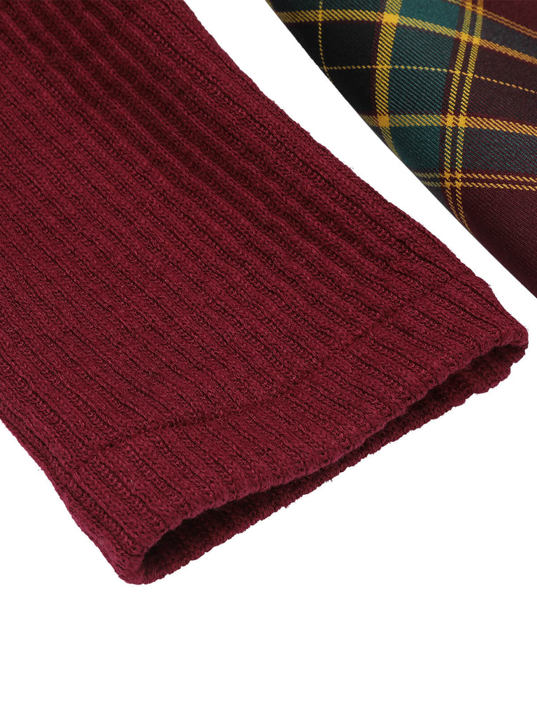 Wine Red 1950s Plaids Off-Shoulder Dress: timeless style reimagined