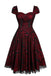 Wine Red 1950s Skull Mesh Swing Dress, vintage dress, retro fashion, rockabilly, pin-up fashion - perfect for women who love vintage and retro fashion