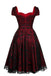 Wine Red 1950s Skull Mesh Swing Dress, vintage dress, retro fashion, rockabilly, pin-up fashion - perfect for women who love vintage and retro fashion
