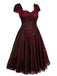 Wine Red 1950s Skull Mesh Swing Dress, vintage dress, retro fashion, rockabilly, pin-up fashion - perfect for women who love vintage and retro fashion