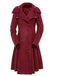 Wine Red 1950s Solid Button Coat - vintage fashion, retro style, elegant red