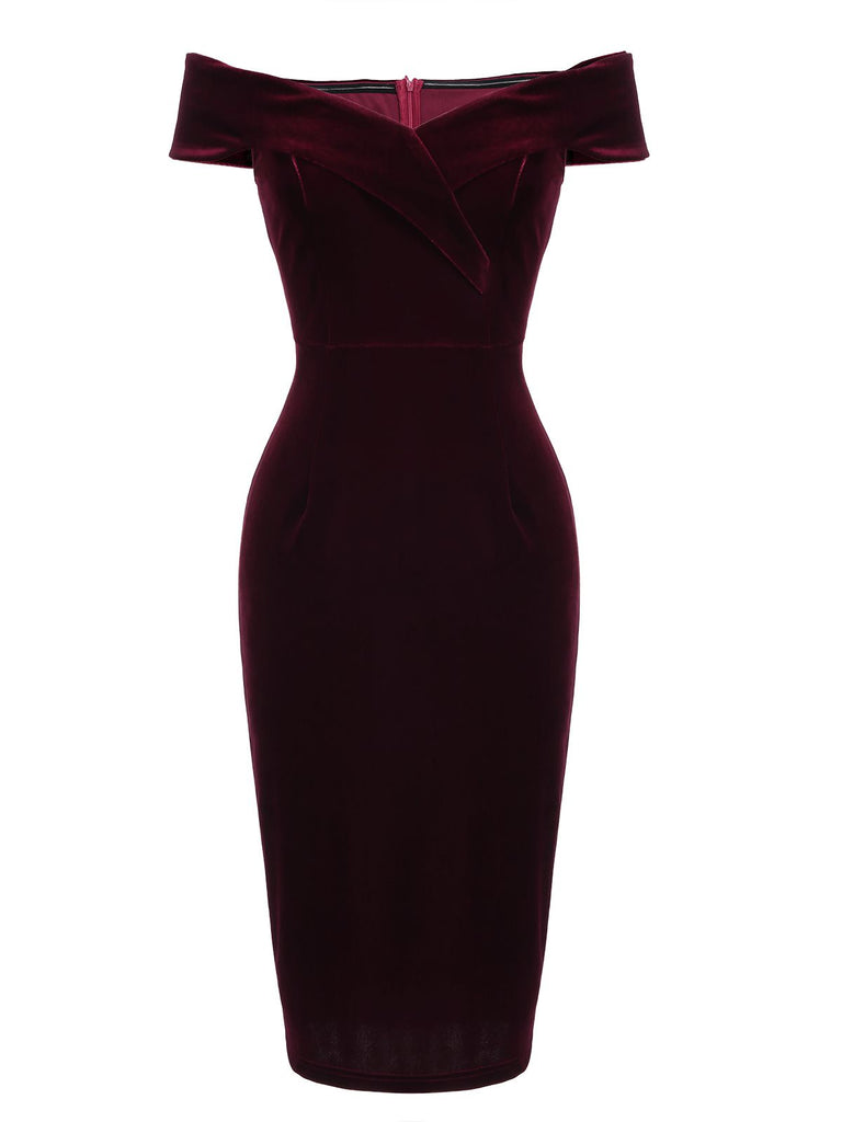 Wine Red 1960s Velvet Bodycon Dress: timeless style reimagined