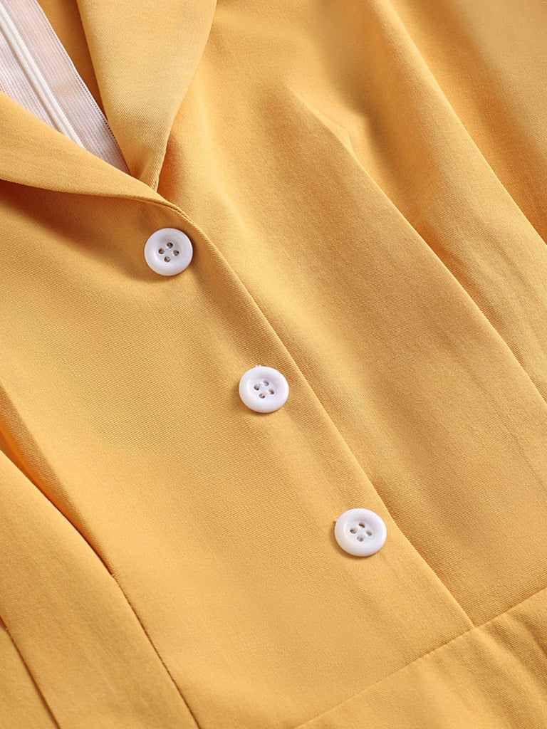 Yellow 1950s Solid Buttoned Swing Dress — vintage elegance for the modern woman