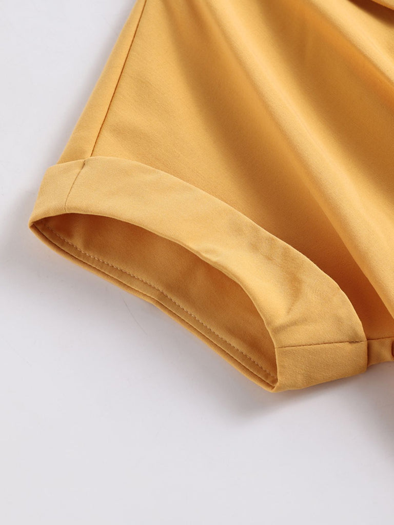 Yellow 1950s Solid Buttoned Swing Dress: timeless style reimagined