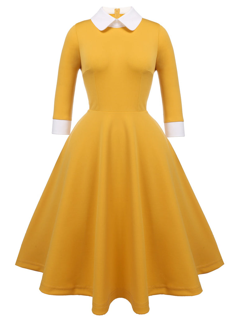 Yellow 1950s Solid Swing Dress: timeless style reimagined