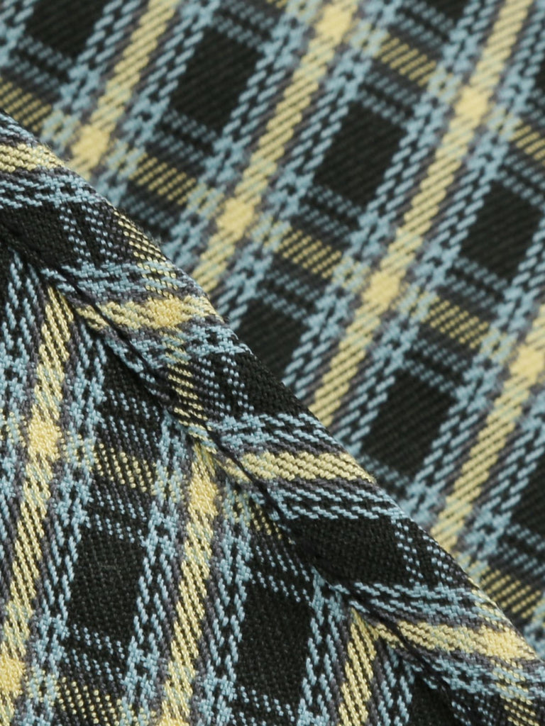 Yellow & Black 1950s Plaid Lapel Belt Swing Dress — vintage elegance for the modern woman