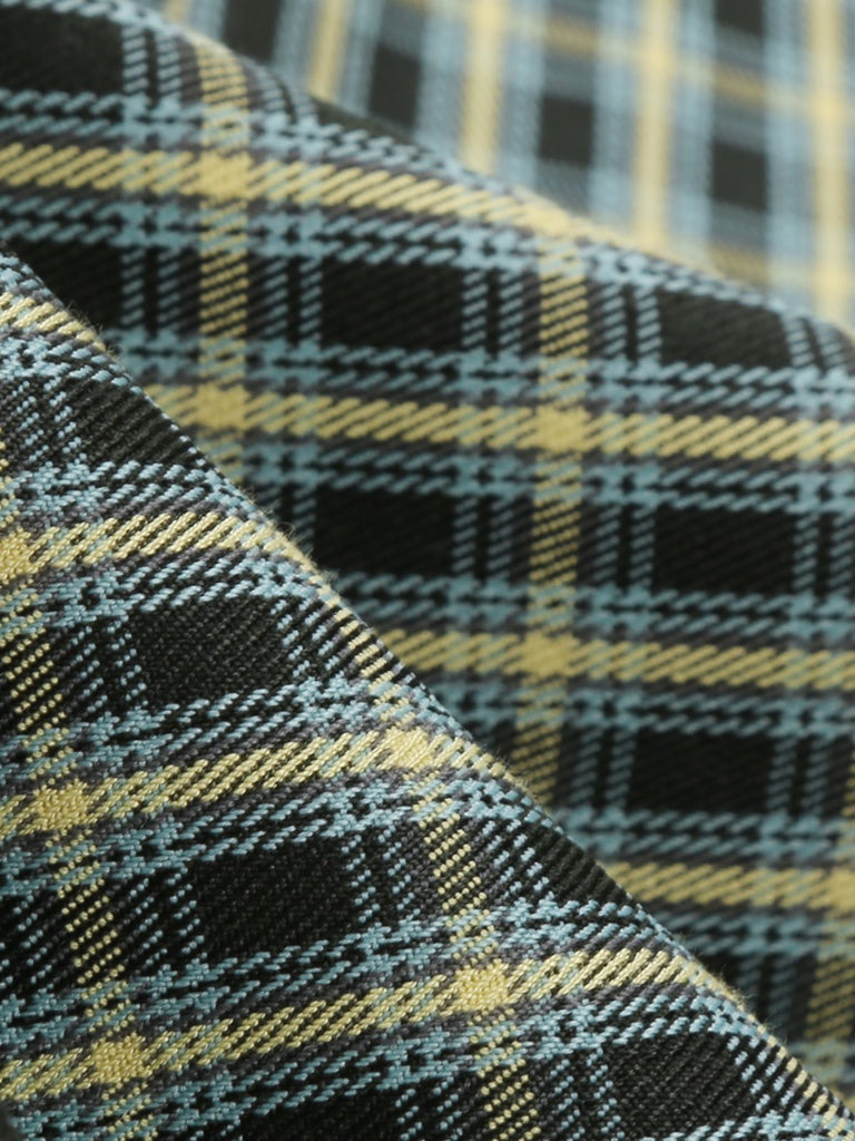 Yellow & Black 1950s Plaid Lapel Belt Swing Dress: timeless style reimagined