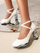 Zebra Patchwork Chunky High Heels Shoes — vintage elegance for the modern woman