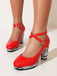 Zebra Patchwork Chunky High Heels Shoes — vintage elegance for the modern woman