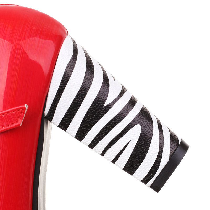 Zebra Patchwork Chunky High Heels Shoes: timeless style reimagined