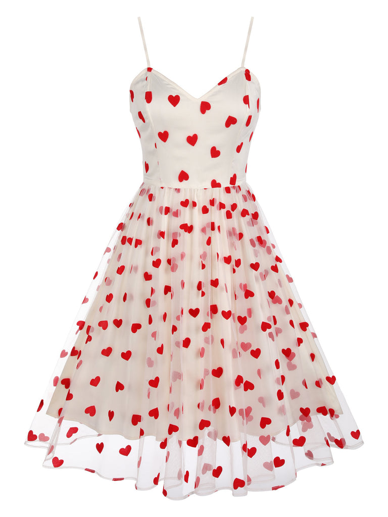 Heart 1950s Mesh Sling Dress, vintage dress, retro fashion, rockabilly, pin-up fashion - perfect for women who love vintage and retro fashion