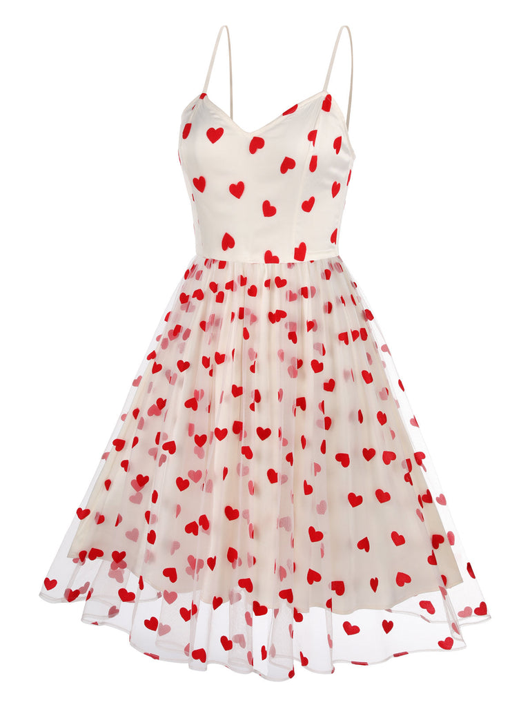 Heart 1950s Mesh Sling Dress, vintage dress, retro fashion, rockabilly, pin-up fashion - perfect for women who love vintage and retro fashion
